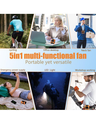 Ventilador Personal CAZOKASI K50 10000mAh Recargable Naranja