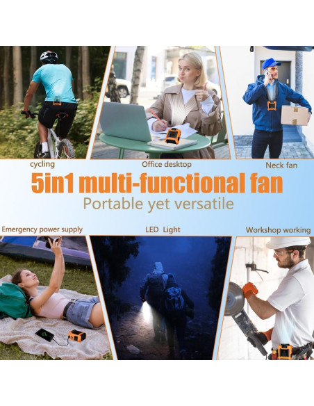 Ventilador Personal CAZOKASI K50 10000mAh Recargable Naranja Ventilador Personal CAZOKASI K50 10000mAh Recargable Naranja