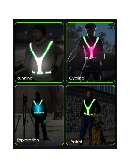 Chaleco Reflectante LED Zacro Verde Brillante Ajustable para Correr