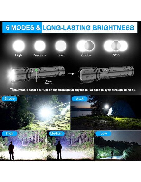 Linterna LED Recargable DanByte K2302 20000 Lúmenes 2 Pack