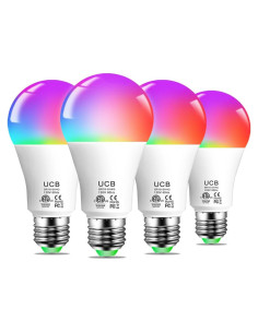 Bombillas Inteligentes UCB A19 E26 12W 1300LM RGB Alexa - Paquete de 4