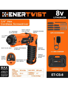 Destornillador Inalámbrico ENERTWIST 8V 10Nm 82 Accesorios 2