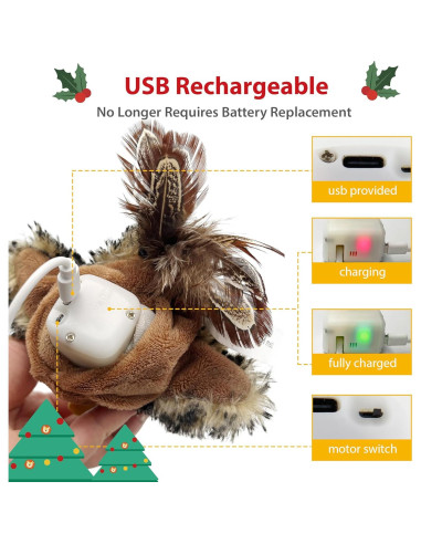 Juguete Interactivo para Gatos GiGwi Pájaro Aleteador USB