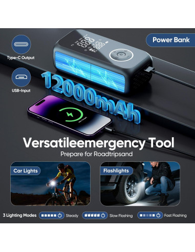 Inflador de Neumáticos Inalámbrico SODPE 150 PSI Portátil