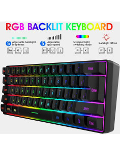 Teclado Gaming Snpurdiri 60% RGB Compacto para PC/Mac 2