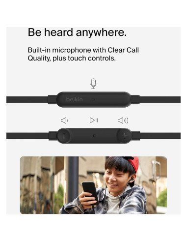 Auriculares Belkin SoundForm USB-C con micrófono - Negro