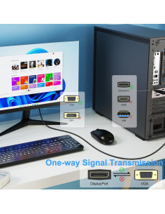 Cable DisplayPort a VGA 0.91m DteeDck 1080P Plug and Play 2