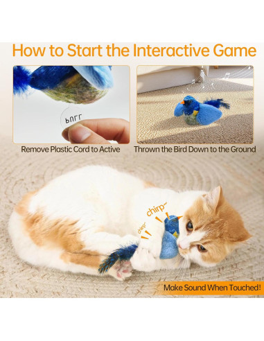 Juguete Interactivo para Gatos Wagcraze Pájaro Sonido Realista