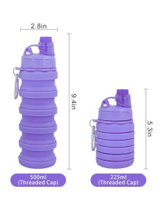 Botellas de Agua Plegables YCTMALL 500ml Silicona Reutilizables 2