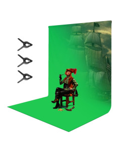 Pantalla de Fondo Verde LimoStudio 2.74x4.57m 150GSM con Abrazaderas