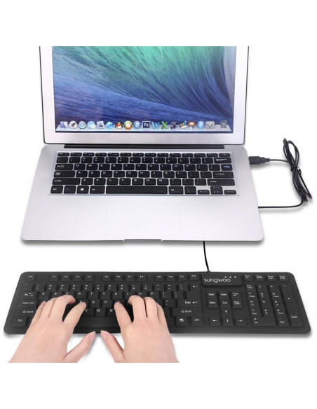 Teclado enrollable de silicona USB a prueba de agua 44.45 cm Teclado enrollable de silicona USB a prueba de agua 44.45 cm