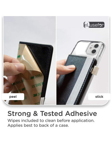 Billetera Adherible eLusefor Negra para Teléfono - 6 Tarjetas