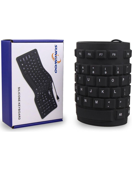 Teclado enrollable de silicona USB a prueba de agua 44.45 cm Teclado enrollable de silicona USB a prueba de agua 44.45 cm