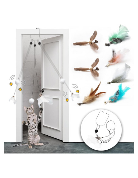 Juguete para Gatos Colgante LEKEWPET con 7 Recambios de Plumas Juguete para Gatos Colgante LEKEWPET con 7 Recambios de Plumas