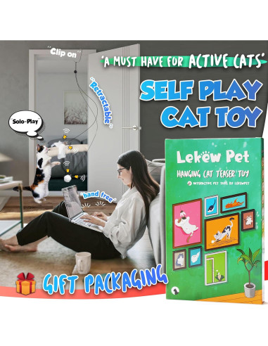 Juguete para Gatos Colgante LEKEWPET con 7 Recambios de Plumas