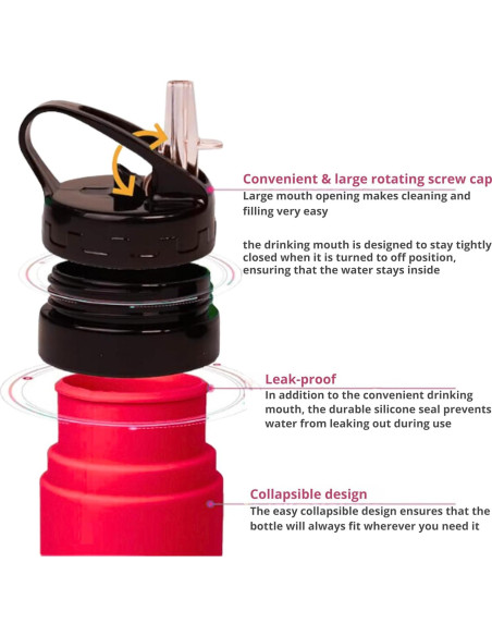 Botella de Agua Plegable Olympians 600 ml a Prueba de Fugas