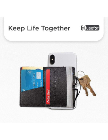Billetera Adherible eLusefor Negra para Teléfono - 6 Tarjetas