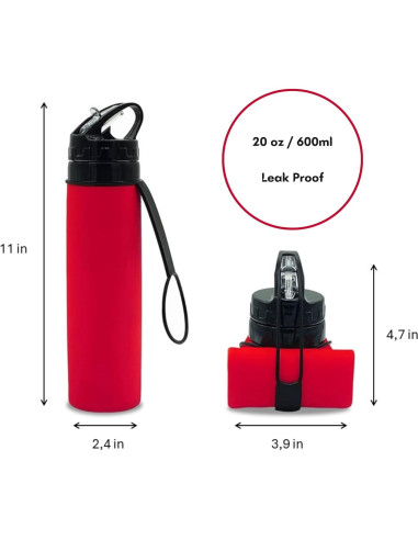 Botella de Agua Plegable Olympians 600 ml a Prueba de Fugas