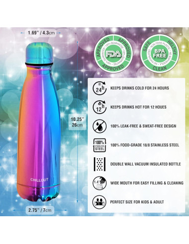 Botella de Agua CHILLOUT LIFE 500ml Acero Inoxidable Aislada