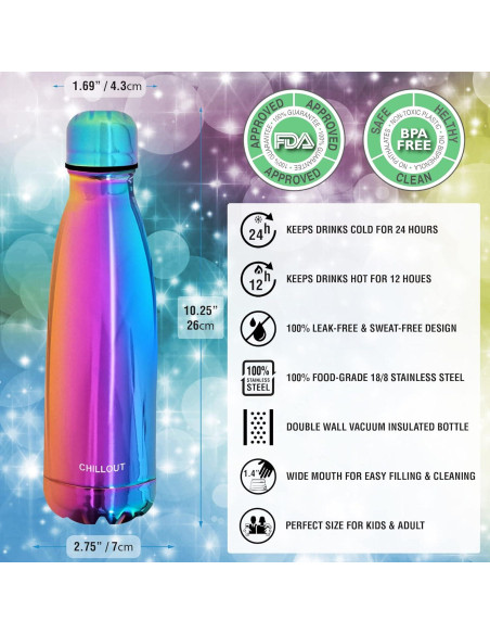 Botella de Agua CHILLOUT LIFE 500ml Acero Inoxidable Aislada