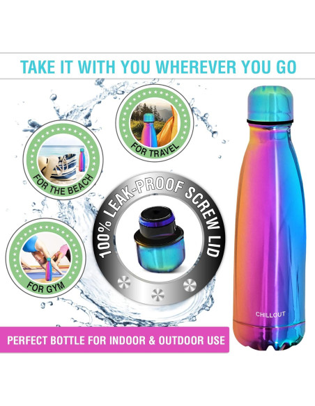 Botella de Agua CHILLOUT LIFE 500ml Acero Inoxidable Aislada