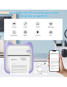 Impresora Térmica Mini PRINHSJI Portátil con 10 Rollos 2