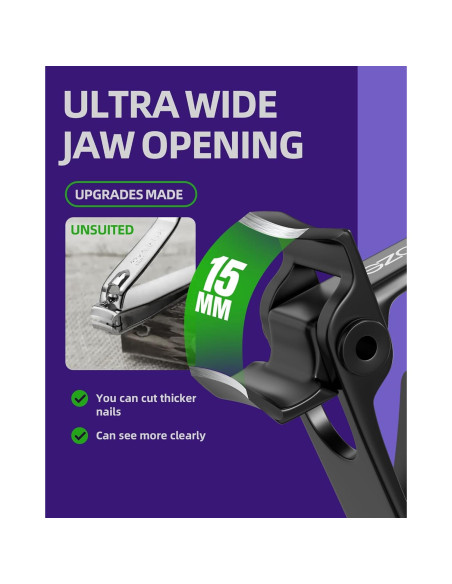 Cortauñas Ultra Ancho SZQHT para Uñas Gruesas - Acero Inoxidable