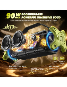 Altavoz Bluetooth W-KING D8 90W Impermeable IPX6 40H Batería 2