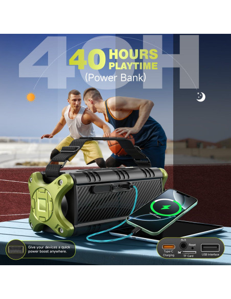 Altavoz Bluetooth W-KING D8 90W Impermeable IPX6 40H Batería