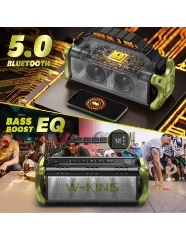 Altavoz Bluetooth W-KING D8 90W Impermeable IPX6 40H Batería