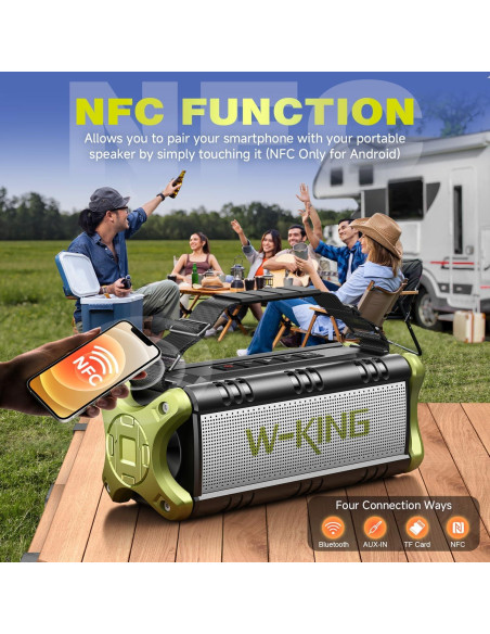 Altavoz Bluetooth W-KING D8 90W Impermeable IPX6 40H Batería