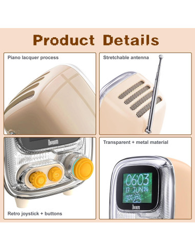 Altavoz Bluetooth Divoom Tiivoo-2 Retro con Reloj y Radio FM