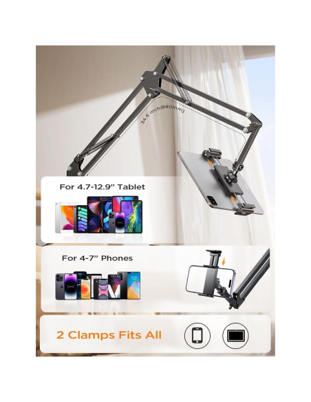 Soporte para Tablet LISEN Ajustable 4-13" Negro Soporte para Tablet LISEN Ajustable 4-13" Negro