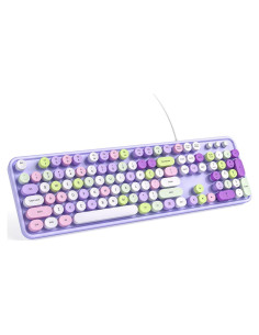 Teclado con cable KNOWSQT púrpura retro tipo máquina