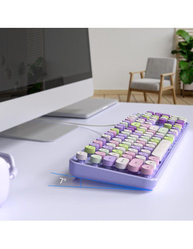 Teclado con cable KNOWSQT púrpura retro tipo máquina