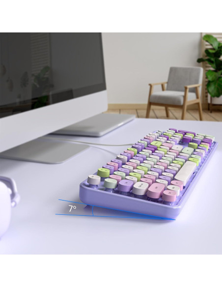 Teclado con cable KNOWSQT púrpura retro tipo máquina