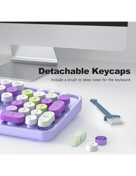 Teclado con cable KNOWSQT púrpura retro tipo máquina