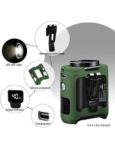 Ventilador Personal CAZOKASI K50 10000mAh Verde 5 en 1