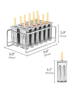 Paquete de 12 Moldes de Paletas de Acero Inoxidable TOCCOOL 2