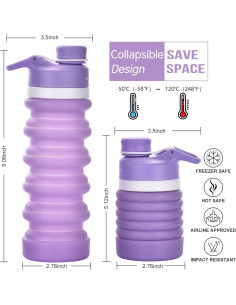 Botella de Agua Plegable Muslish 550ml Silicona A Prueba de Fugas 2