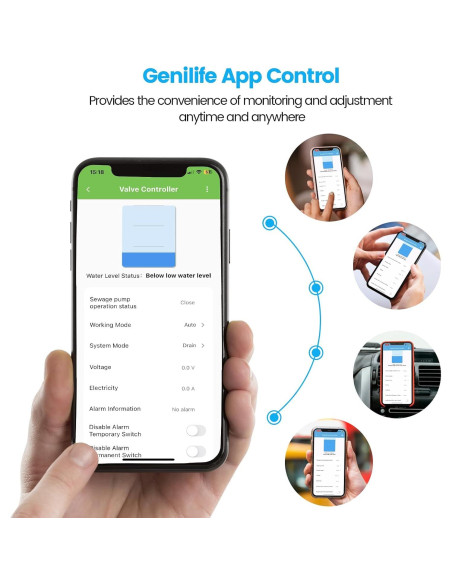 Controlador WiFi de Bomba de Sump Ortis KJ-048, Alarma y Monitoreo