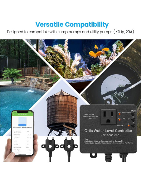 Controlador WiFi de Bomba de Sump Ortis KJ-048, Alarma y Monitoreo