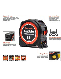 Cinta Métrica Lufkin Clad Command 3,66m con gancho 360 2