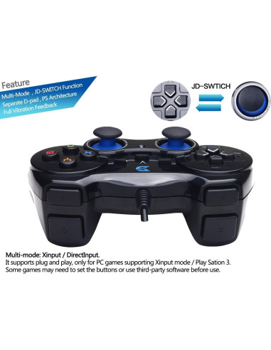 Controlador de Juegos USB ZD-V+ para PC y PS3 - Negro