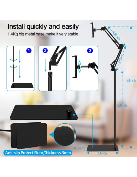 Soporte de Piso Ajustable para Tableta SAMHOUSING Negro 1.40 kg