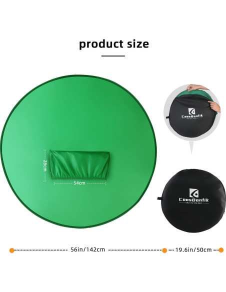 Fondo Verde Portátil CoosBonfik 142 cm Chroma Key para Sillas