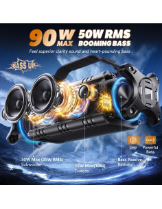 Altavoz Bluetooth W-KING D8 90W Potente Impermeable IPX6 2