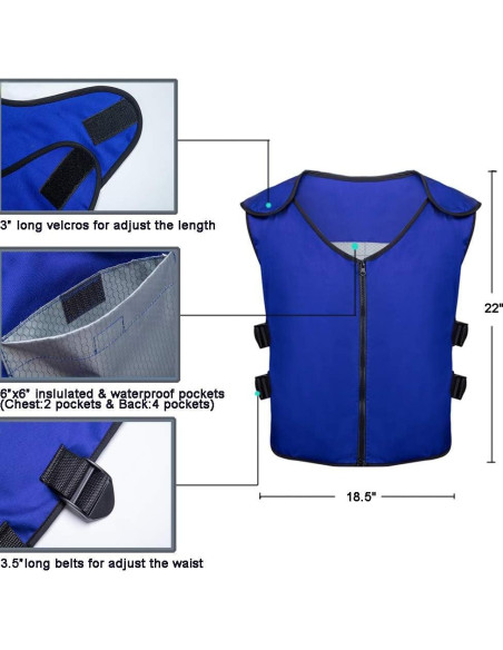 Chaleco Refrigerante Unisex Azul con 20 Paquetes de Hielo