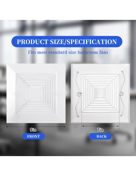 Cubierta de Ventilador de Baño Mkhaslri 22,86x22,86cm 4 Piezas