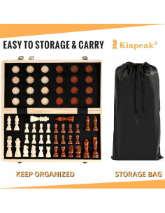 Juego de Ajedrez Magnético de Madera Kiapeak 15 cm Plegable 2